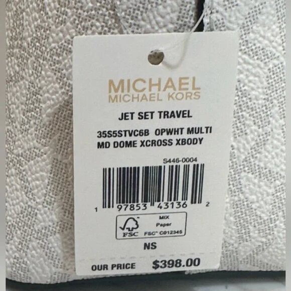 MICHAEL KORS Jet Set Travel Medium Color-Block Dome Crossbody White NWT - Picture 4 of 16